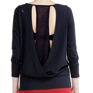 Lole Suddhi Open Crossover Back Shirt Black Medium